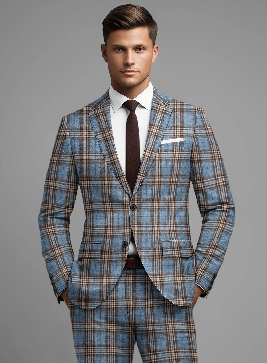 Noble Veron Tartan Wool Silk Linen Suit - Image 3