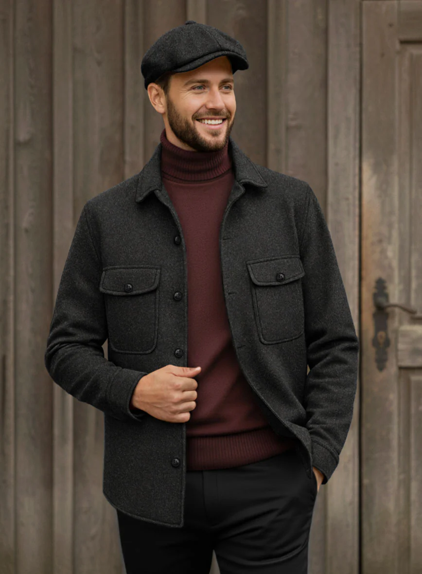 Nomad Light Weight Hamburg Charcoal Tweed Shirt