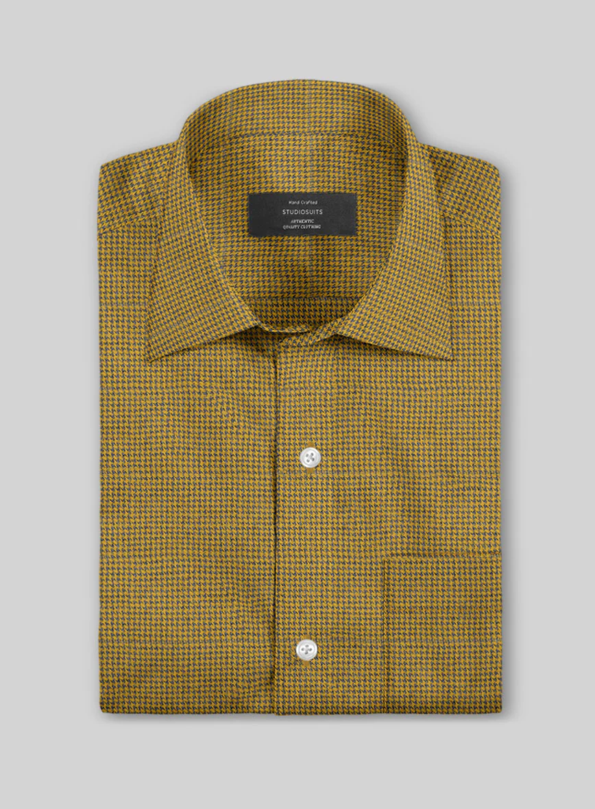 Ochre Houndstooth Cotton Shirt