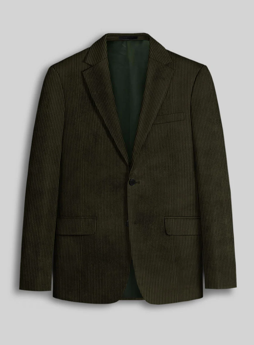 Olive Green Stretch Corduroy Jacket