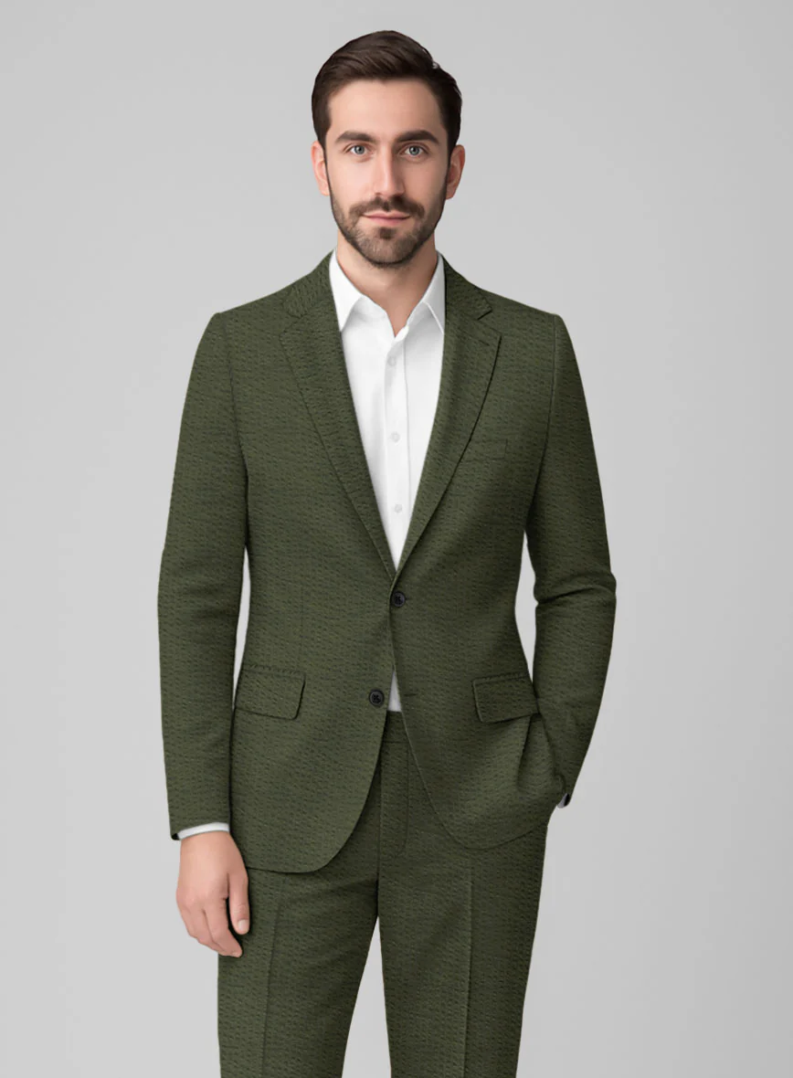 Olive Seersucker Suit - Image 3