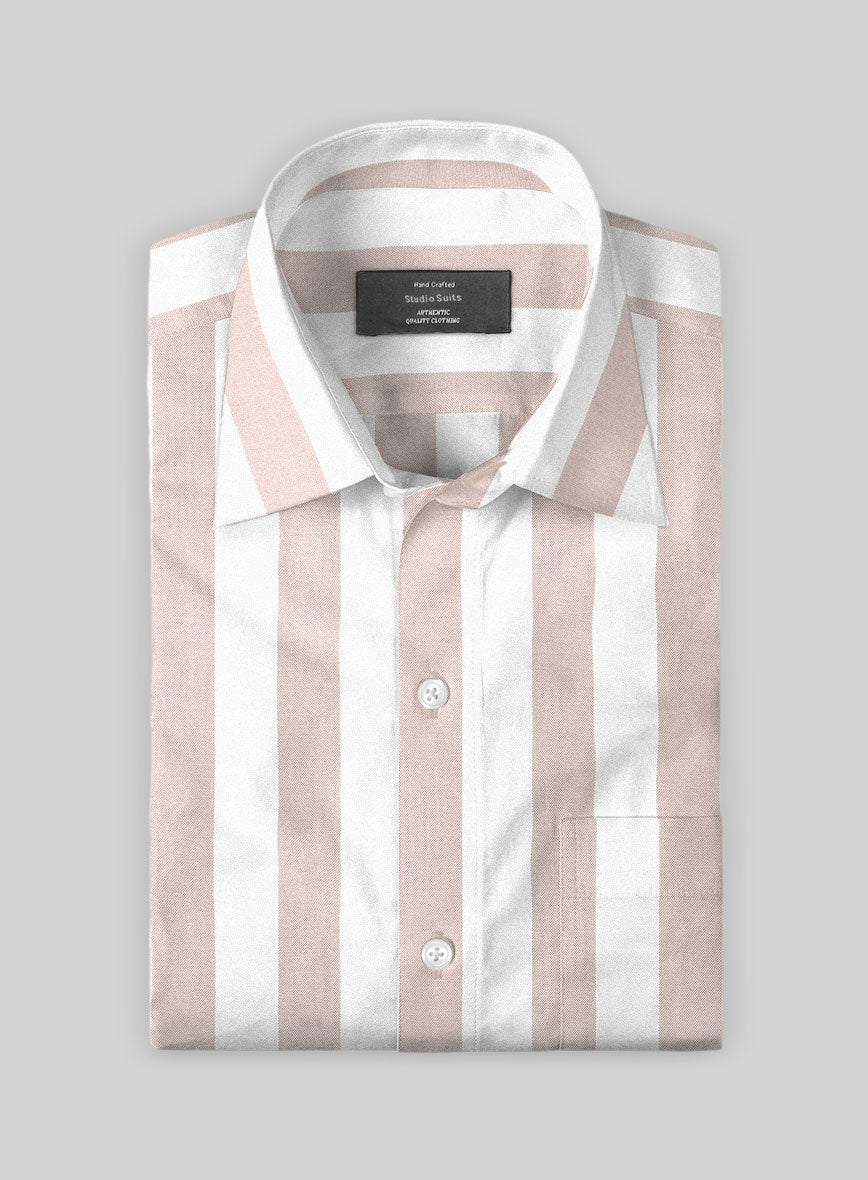 Oxford Old Rose Wide Stripe Cotton Shirt