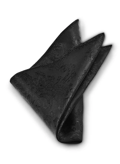 Paisley Pocket Square - Black - Image 2