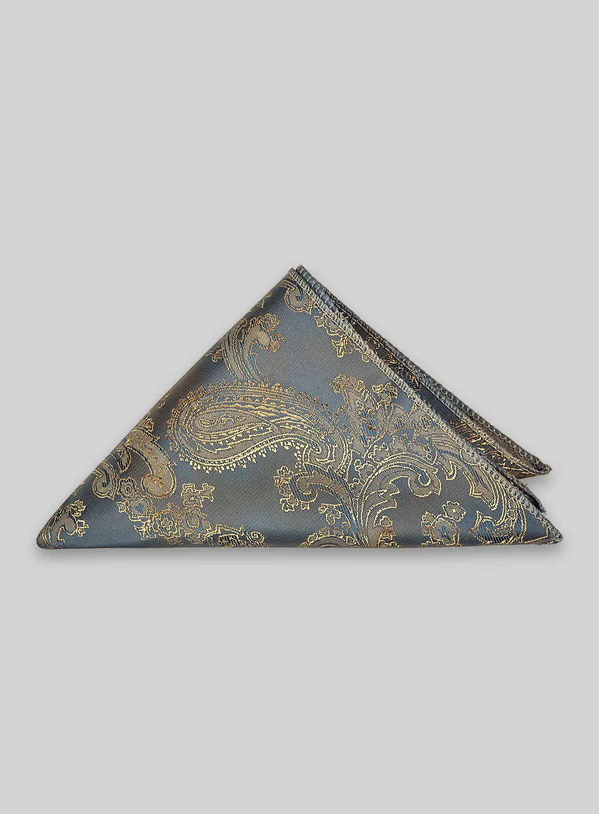 Paisley Pocket Square - Pine Blue - Image 2