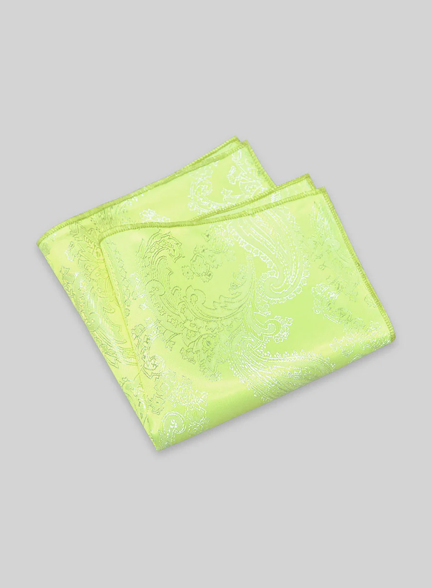 Paisley Pocket Square - Neon Green