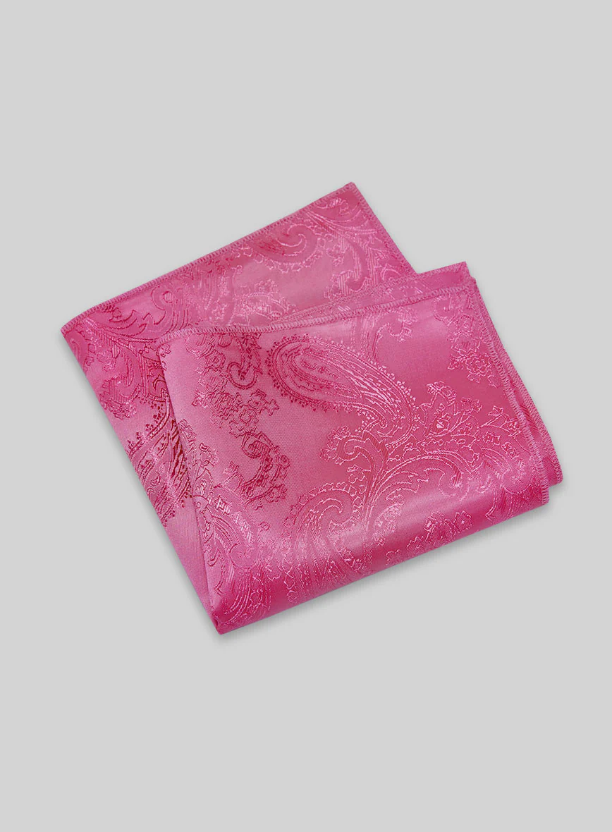 Paisley Pocket Square - Punch Pink