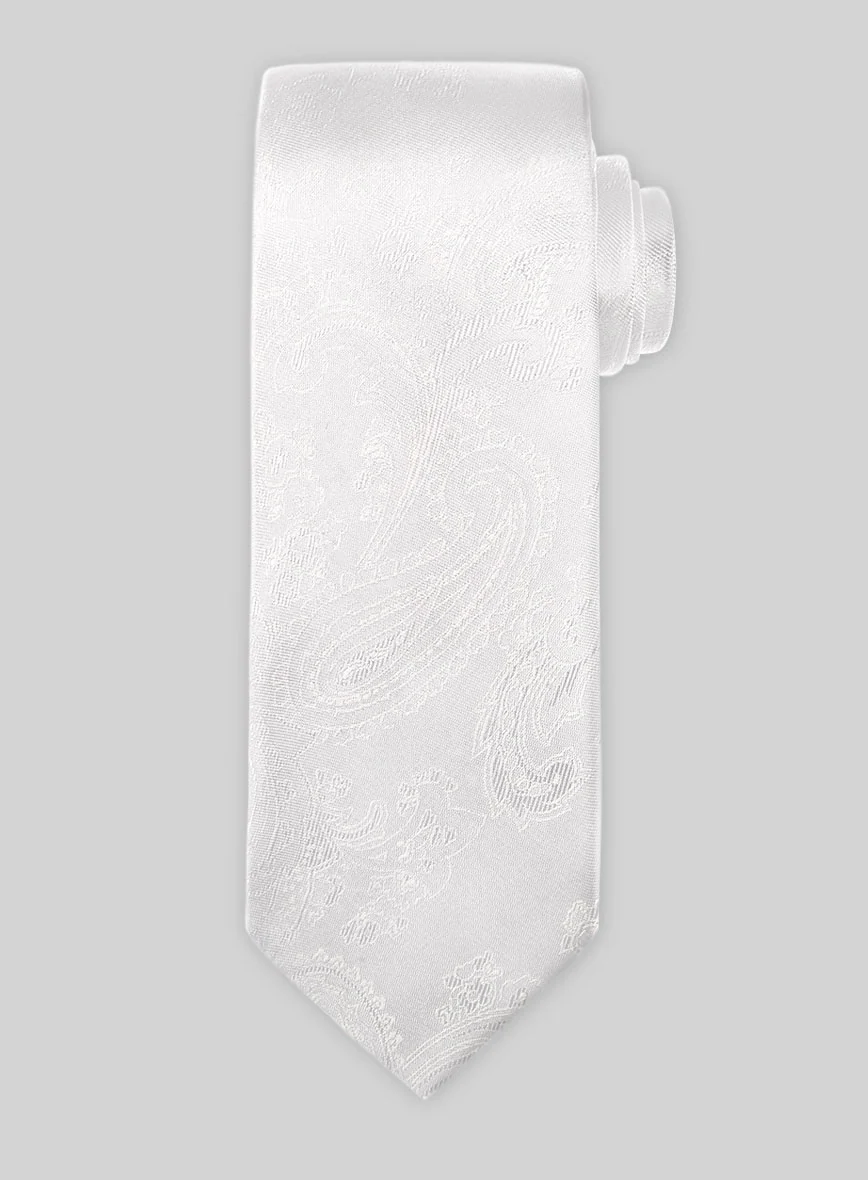 Paisley White Satin Tie