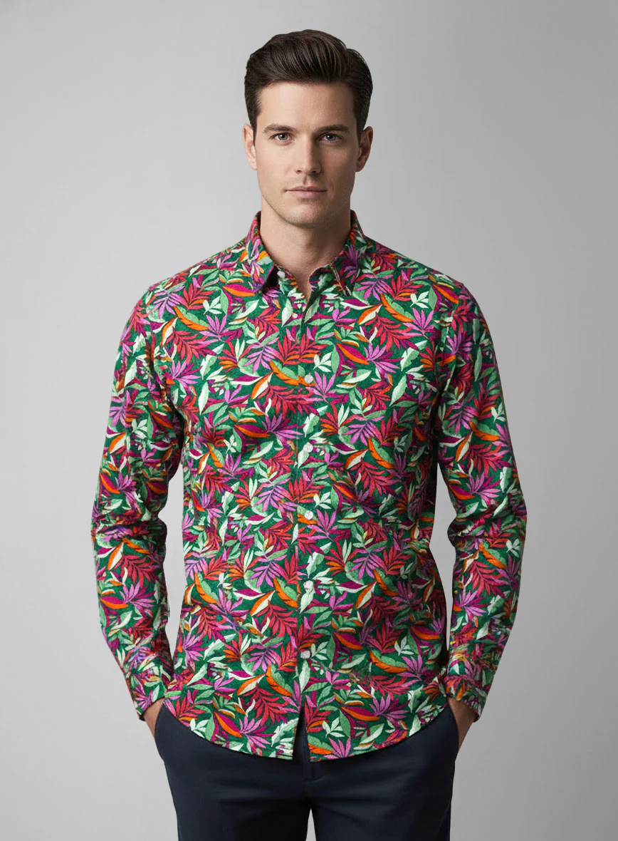 Palm Riot Cotton Seersucker Shirt