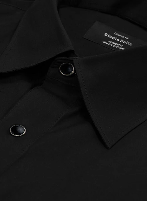 Plain Front Black Tuxedo Shirt - Image 4