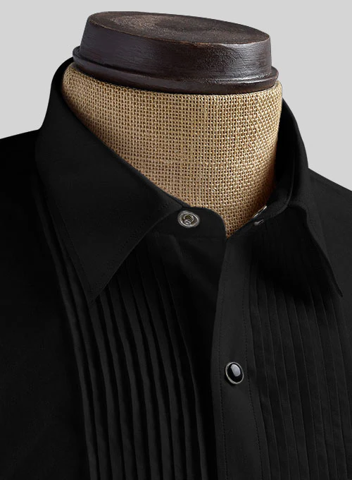 Pleated Black Tuxedo Shirt - Image 4