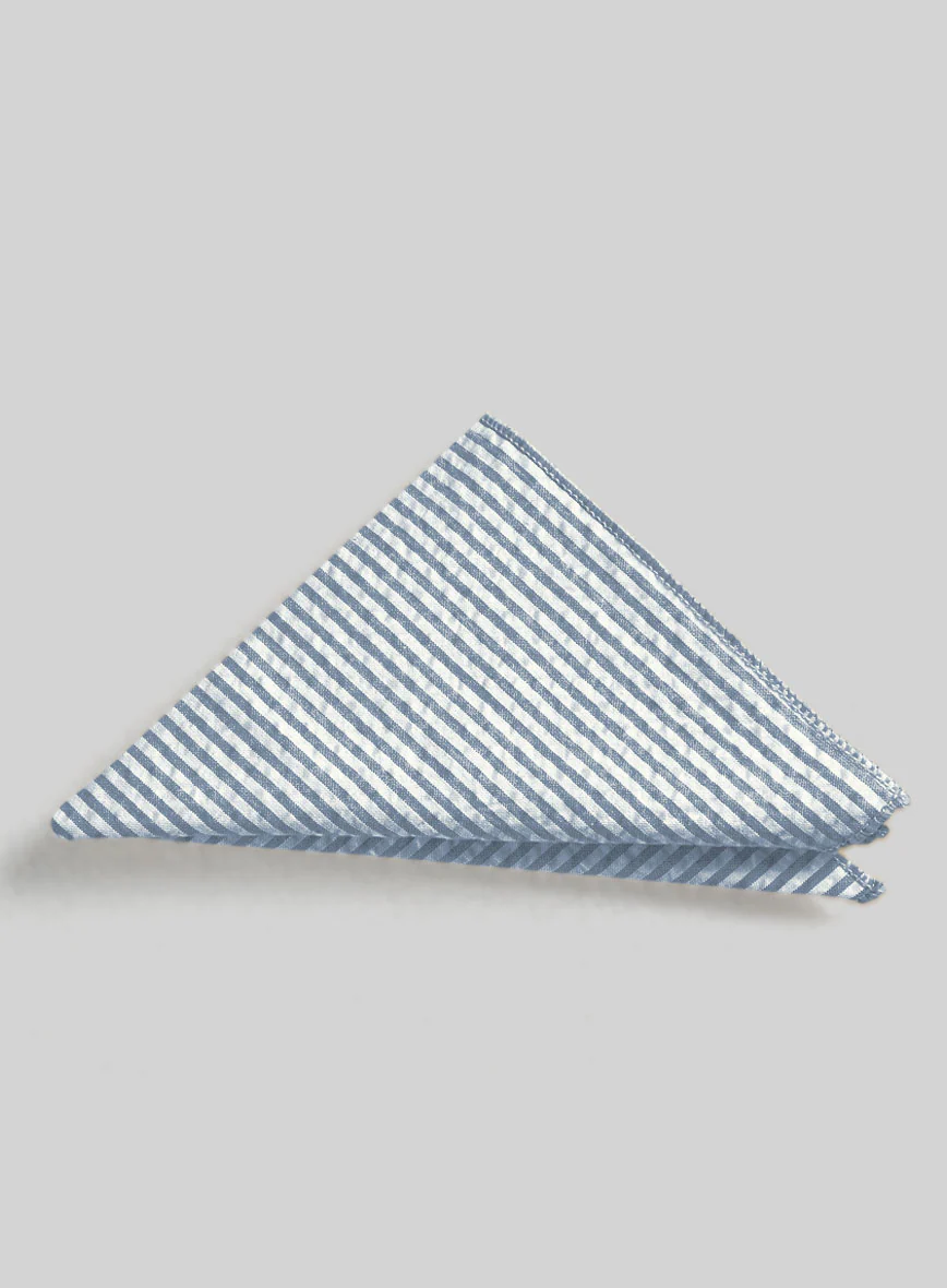 Pocket Square - Blue Seersucker