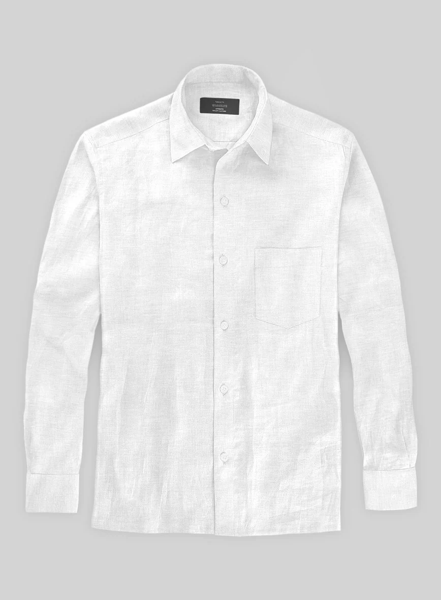 Pure White Linen Shirt - Image 3