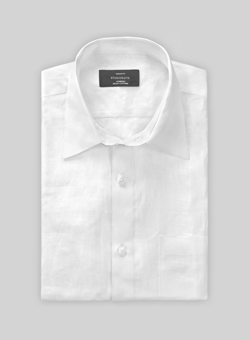 Pure White Linen Shirt - Image 3