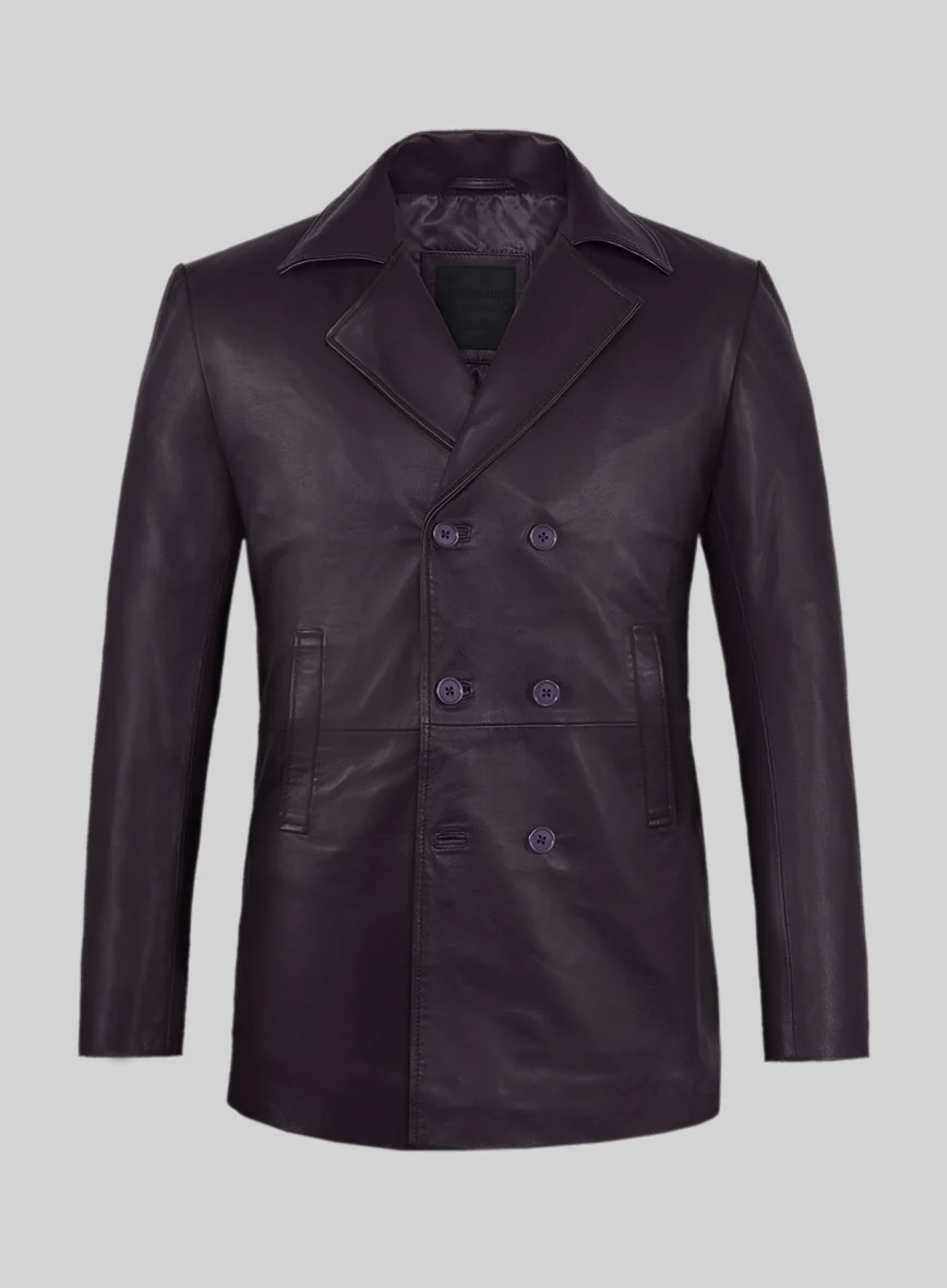 Purple Leather Pea Coat