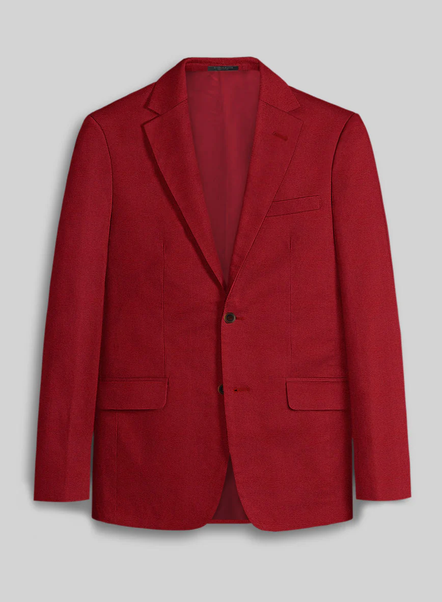 Red Napoli Stretch Light Weight Cotton Jacket