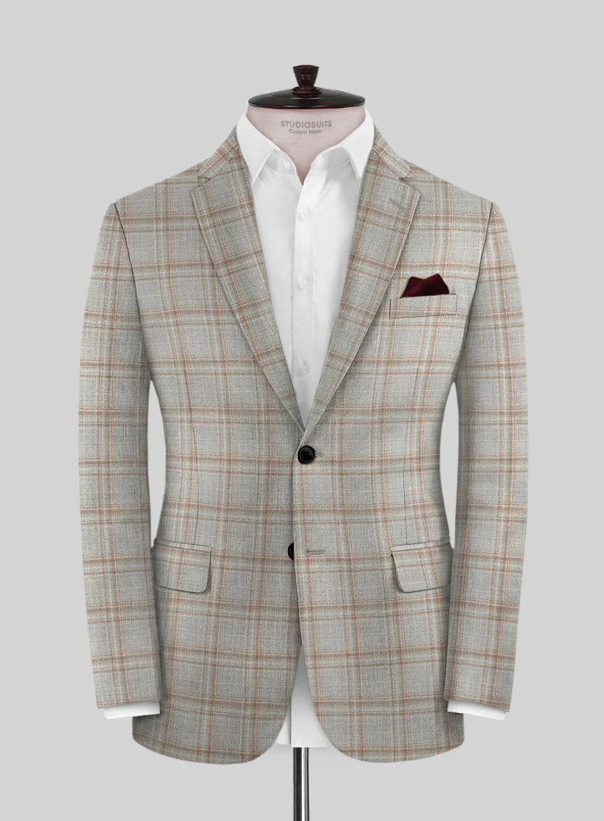 Reda Agodi Beige Checks Wool Jacket