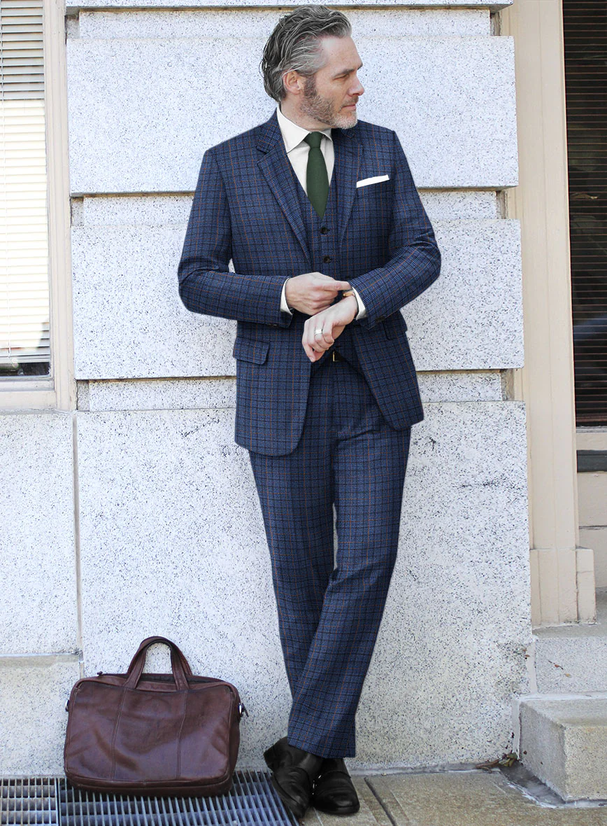 Reda Azul Blue Checks Wool Suit - Image 2
