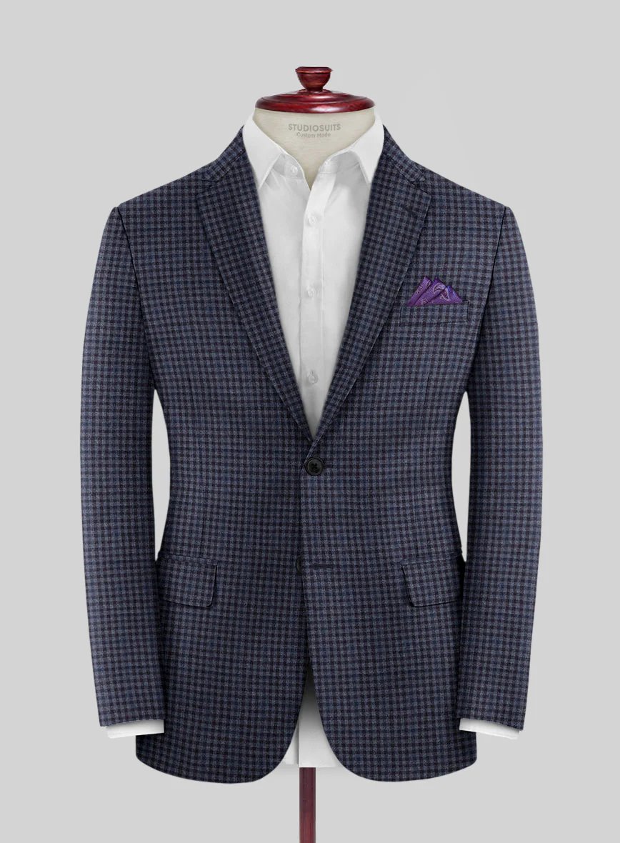 Reda Baez Blue Checks Wool Jacket