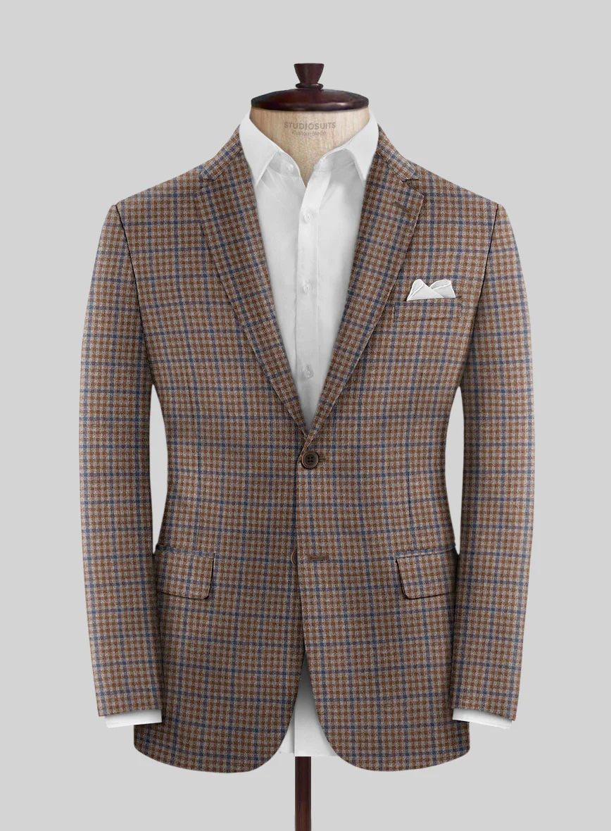 Reda Baez Brown Checks Wool Jacket