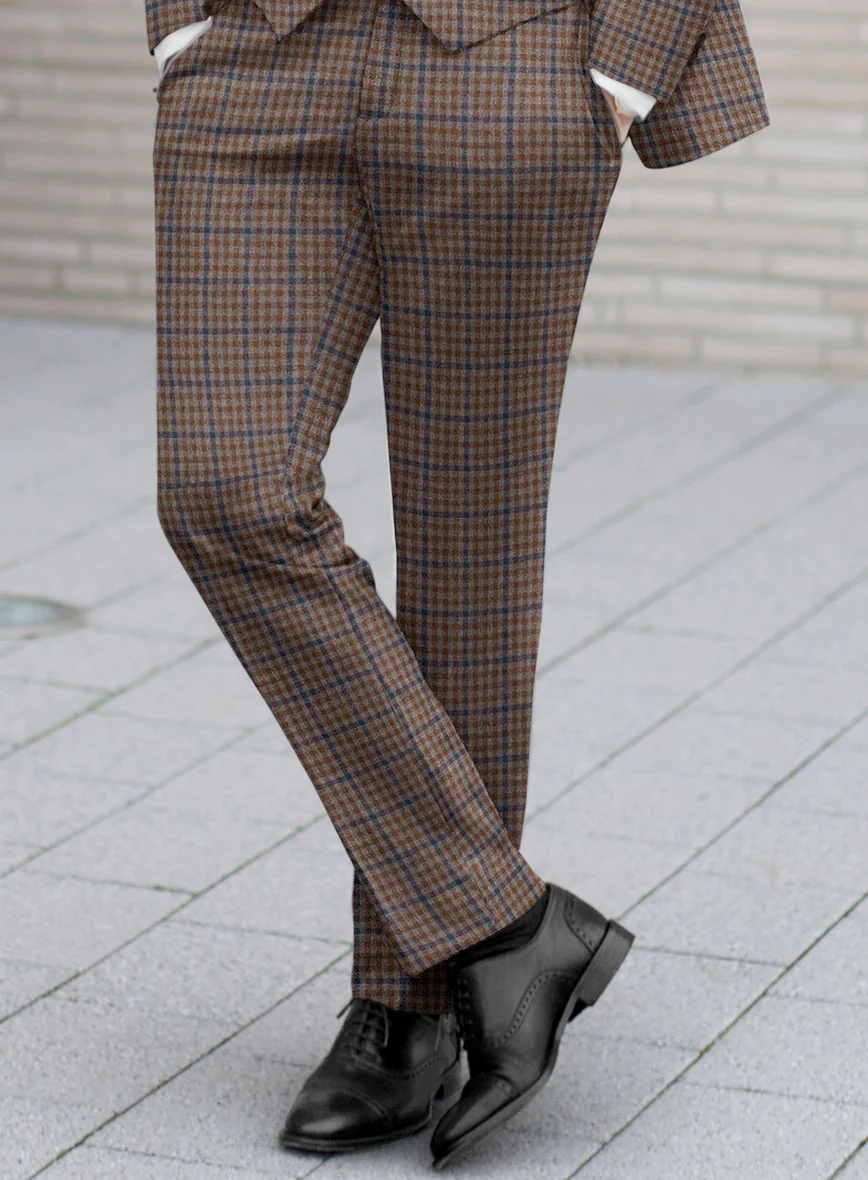 Reda Baez Brown Checks Wool Pants - Image 2