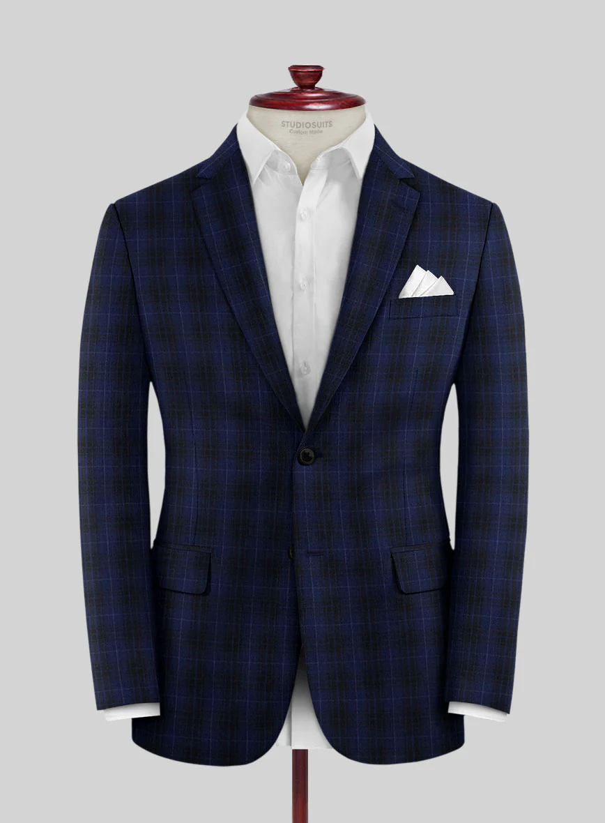 Reda Ballio Blue Checks Wool Jacket