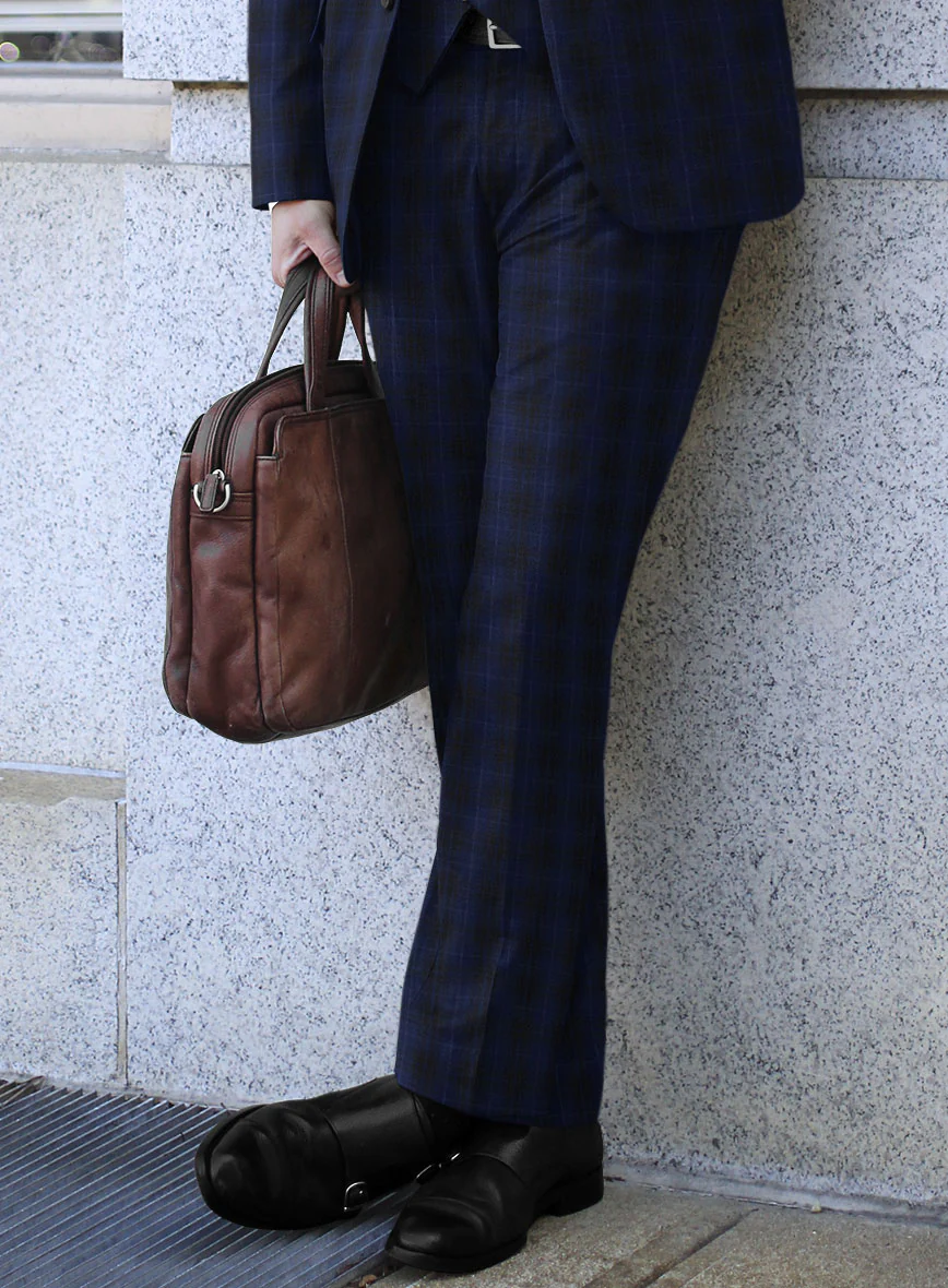 Reda Ballio Blue Checks Wool Pants - Image 2