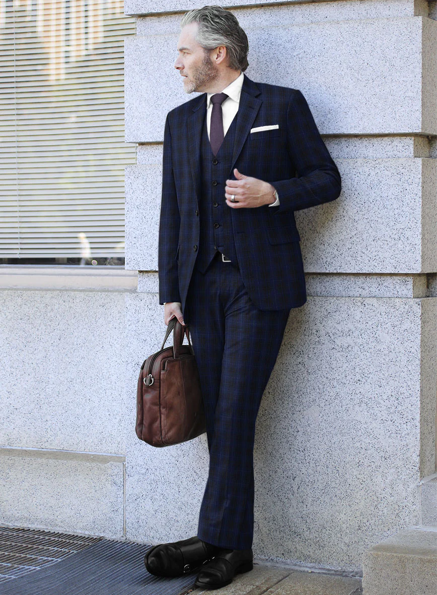 Reda Ballio Blue Checks Wool Suit - Image 2