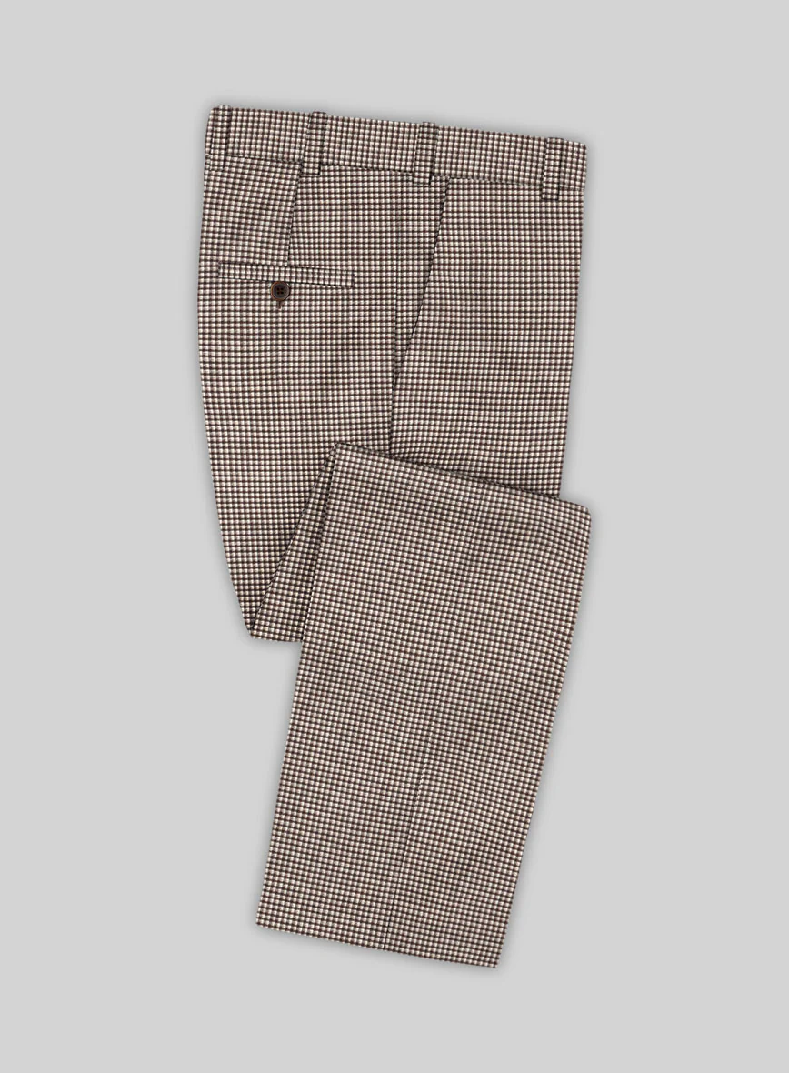 Reda Beltra Brown Checks Wool Pants