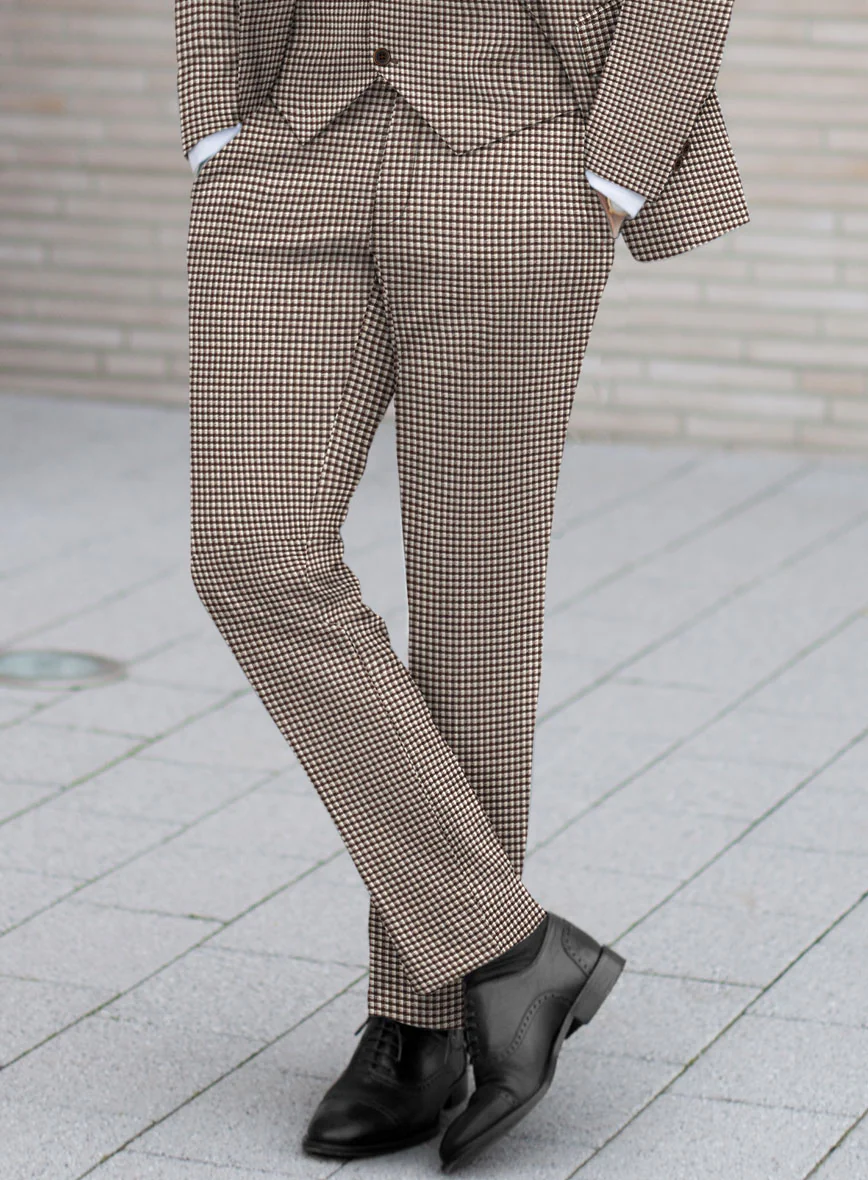 Reda Beltra Brown Checks Wool Pants - Image 2