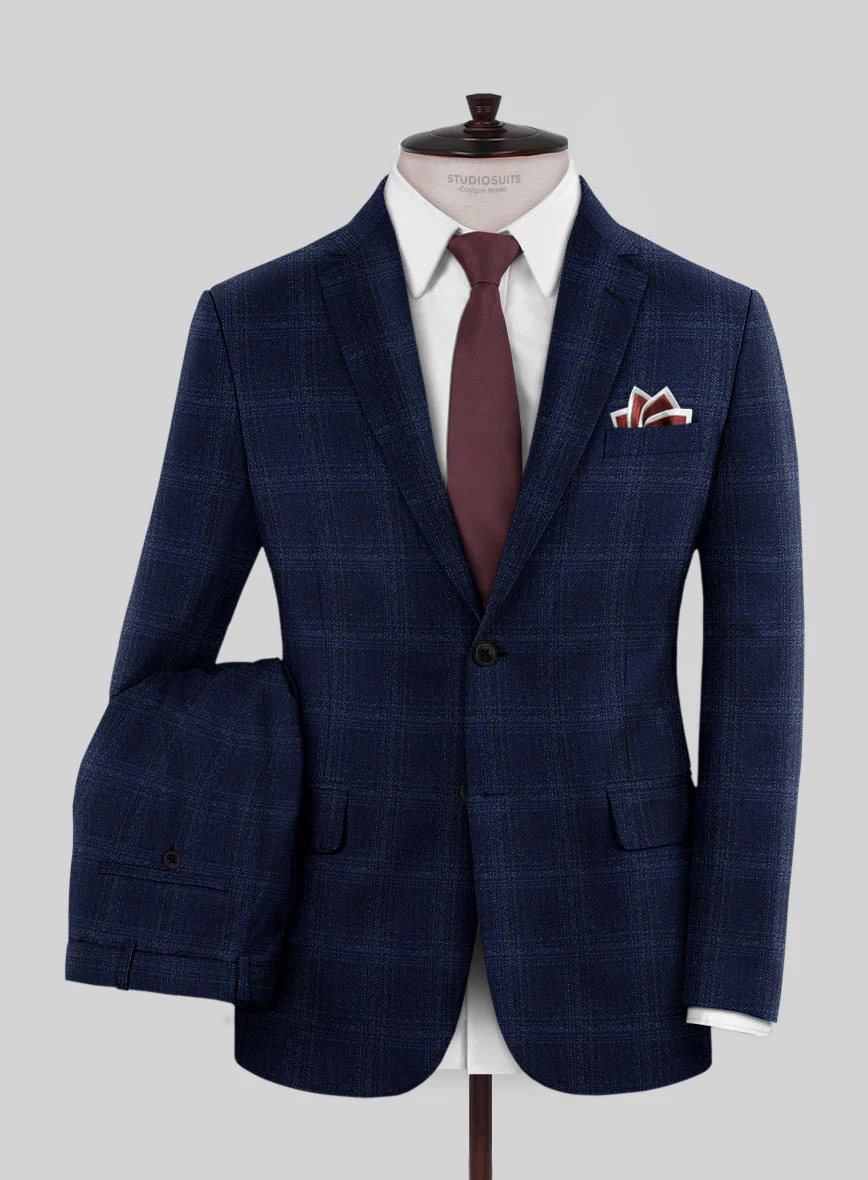 Reda Berato Blue Checks Wool Suit
