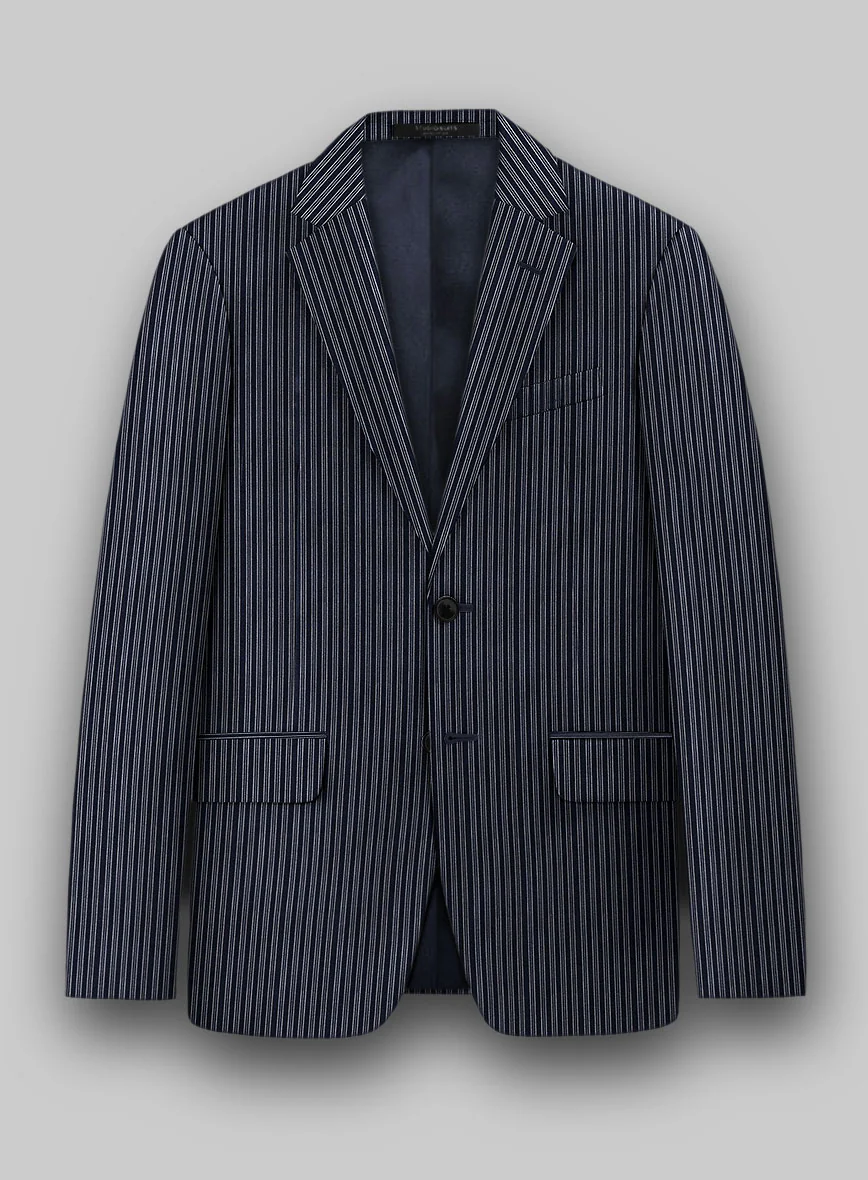 Reda Bravon Dark Blue Stripe Wool Jacket