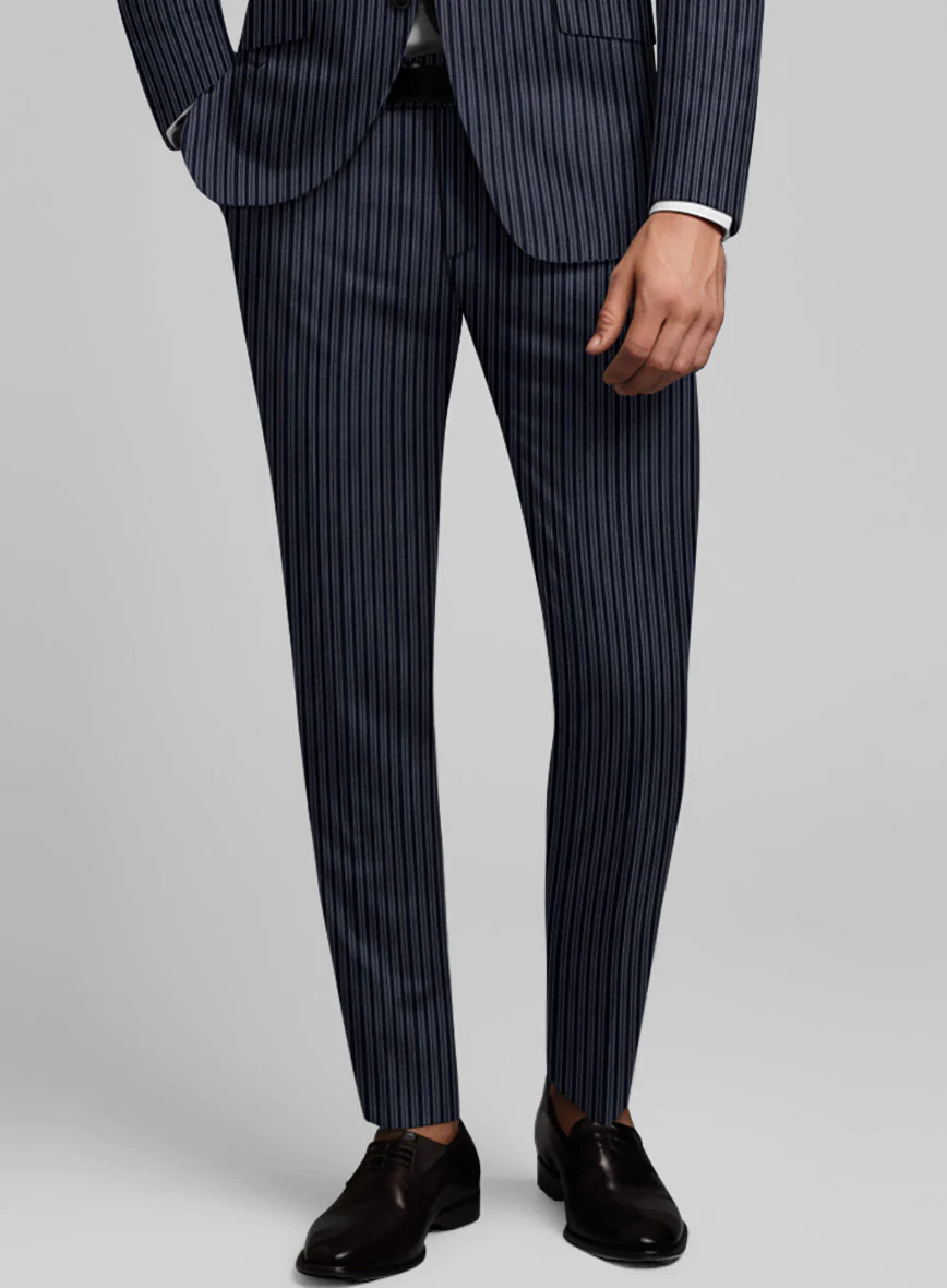 Reda Bravon Dark Blue Stripe Wool Pants - Image 2