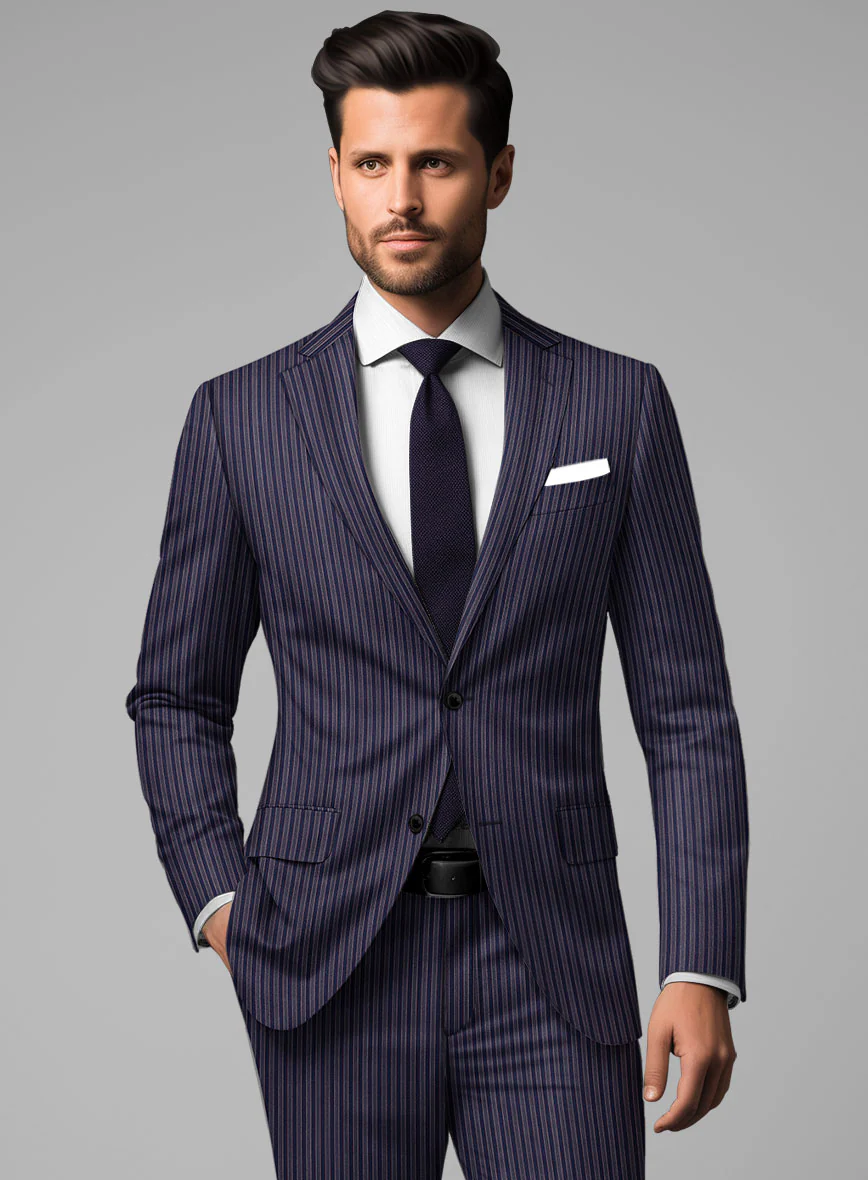 Reda Bravon Navy Blue Stripe Wool Suit - Image 4