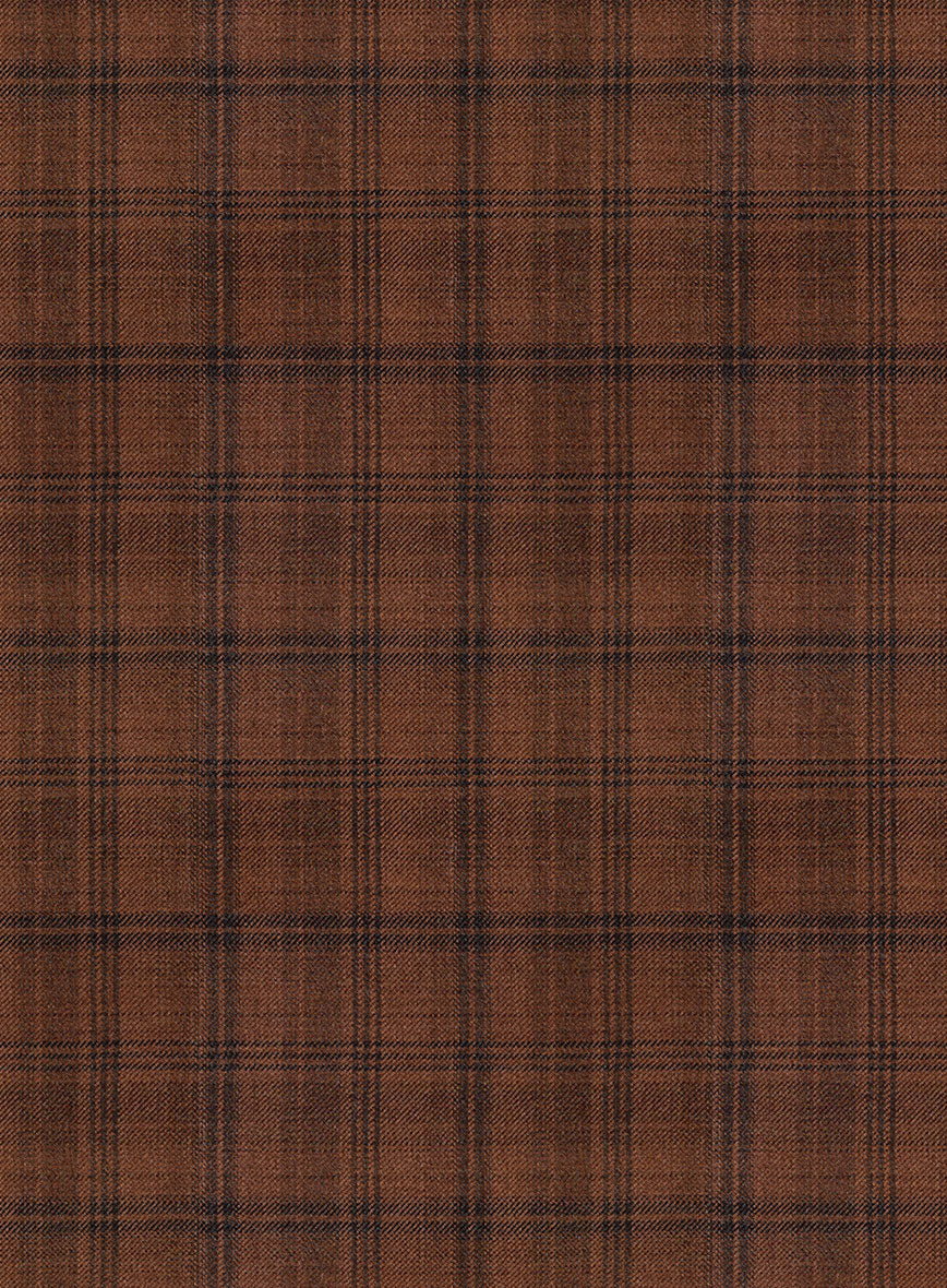 Reda Carrot Brown Checks Wool Pants - Image 2