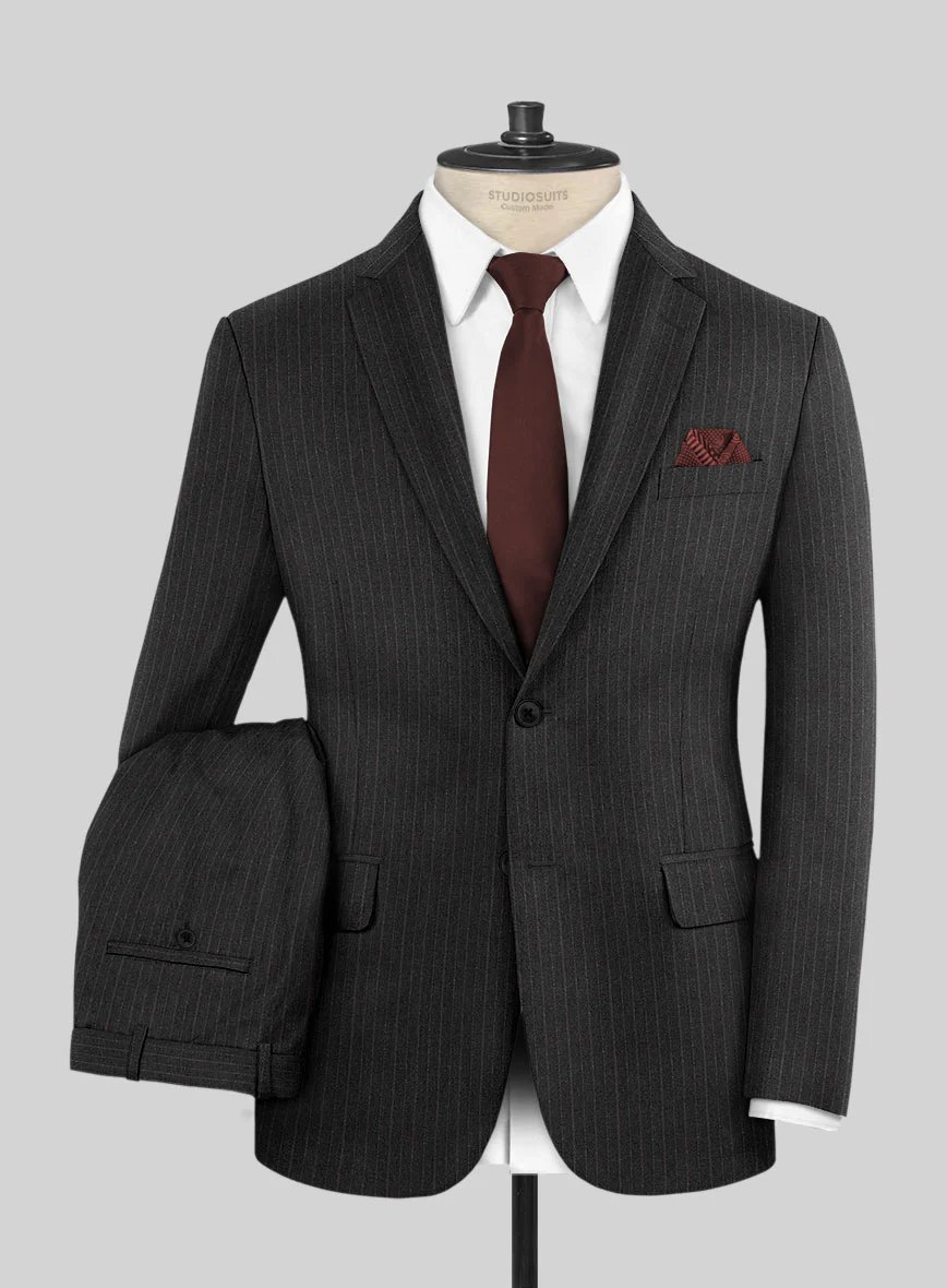 Reda Cashmere Dark Gray Stripe Wool Suit