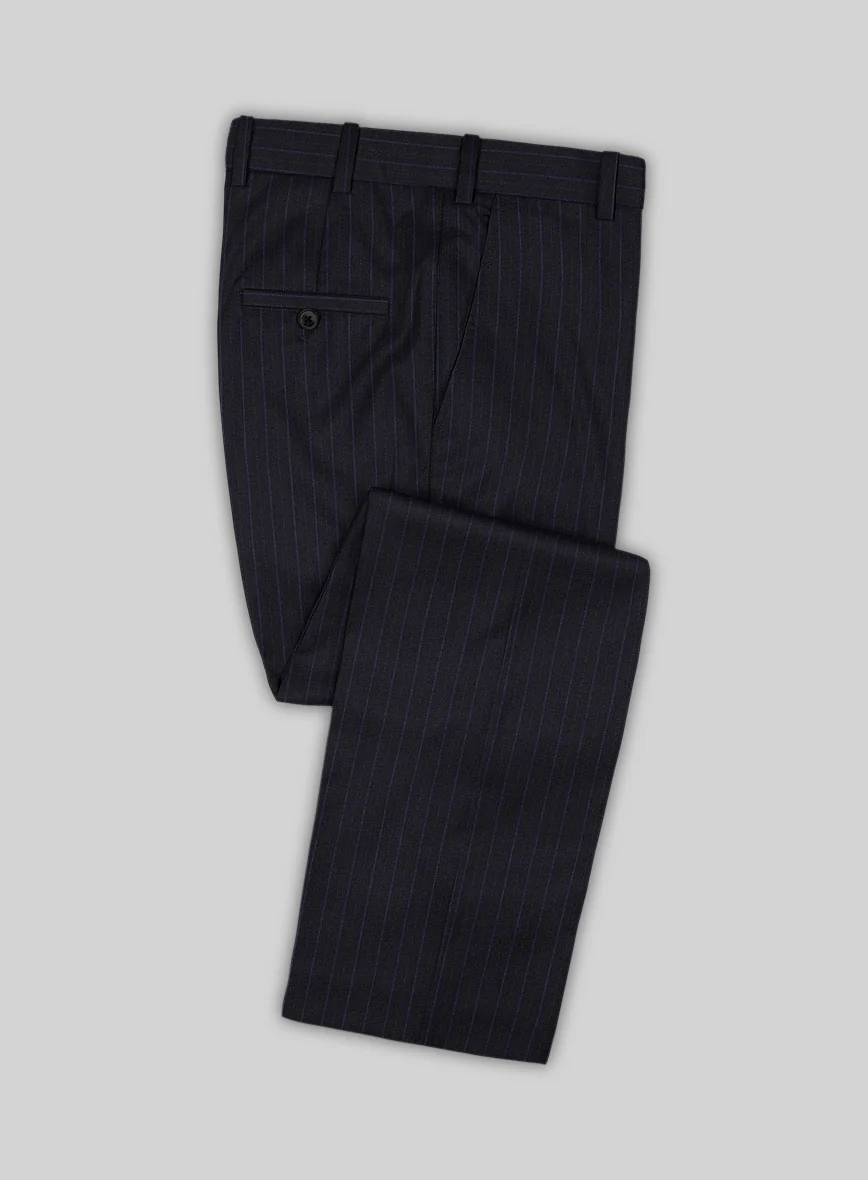 Reda Cashmere Navy Blue Stripe Wool Pants