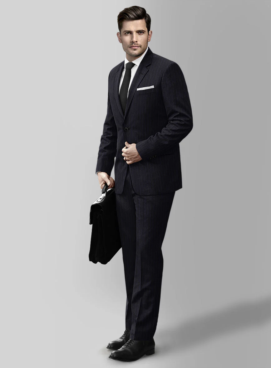 Reda Cashmere Navy Blue Stripe Wool Suit - Image 2