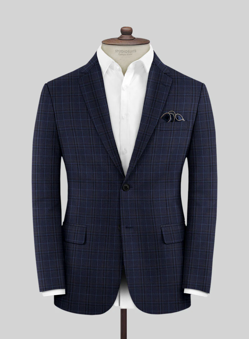 Reda Cavez Blue Checks Wool Jacket