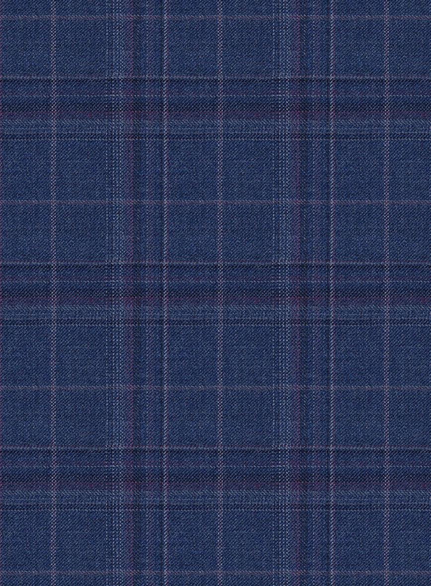 Reda Cerulean Blue Checks Wool Jacket - Image 2