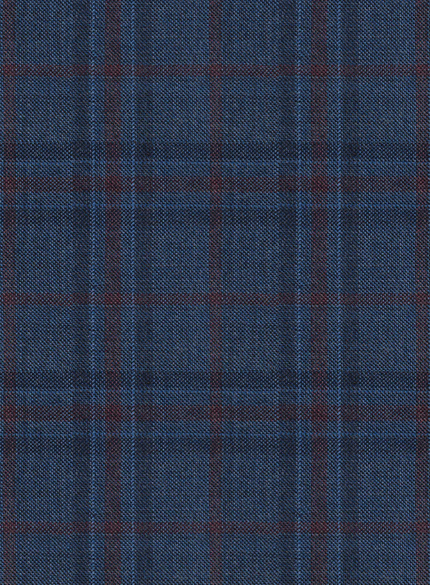 Reda Chambray Blue Checks Wool Pants - Image 3