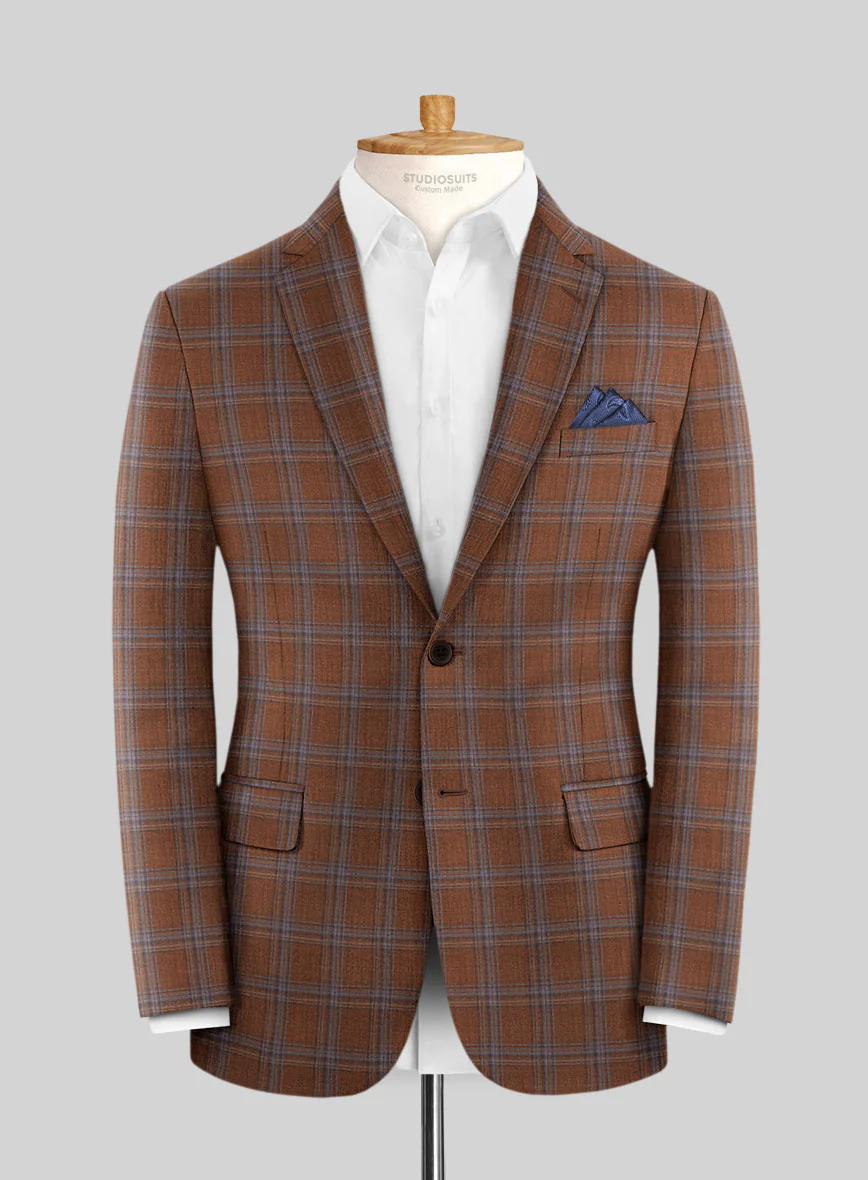 Reda Cumin Brown Checks Wool Jacket