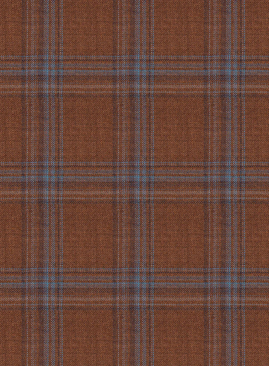Reda Cumin Brown Checks Wool Pants - Image 3