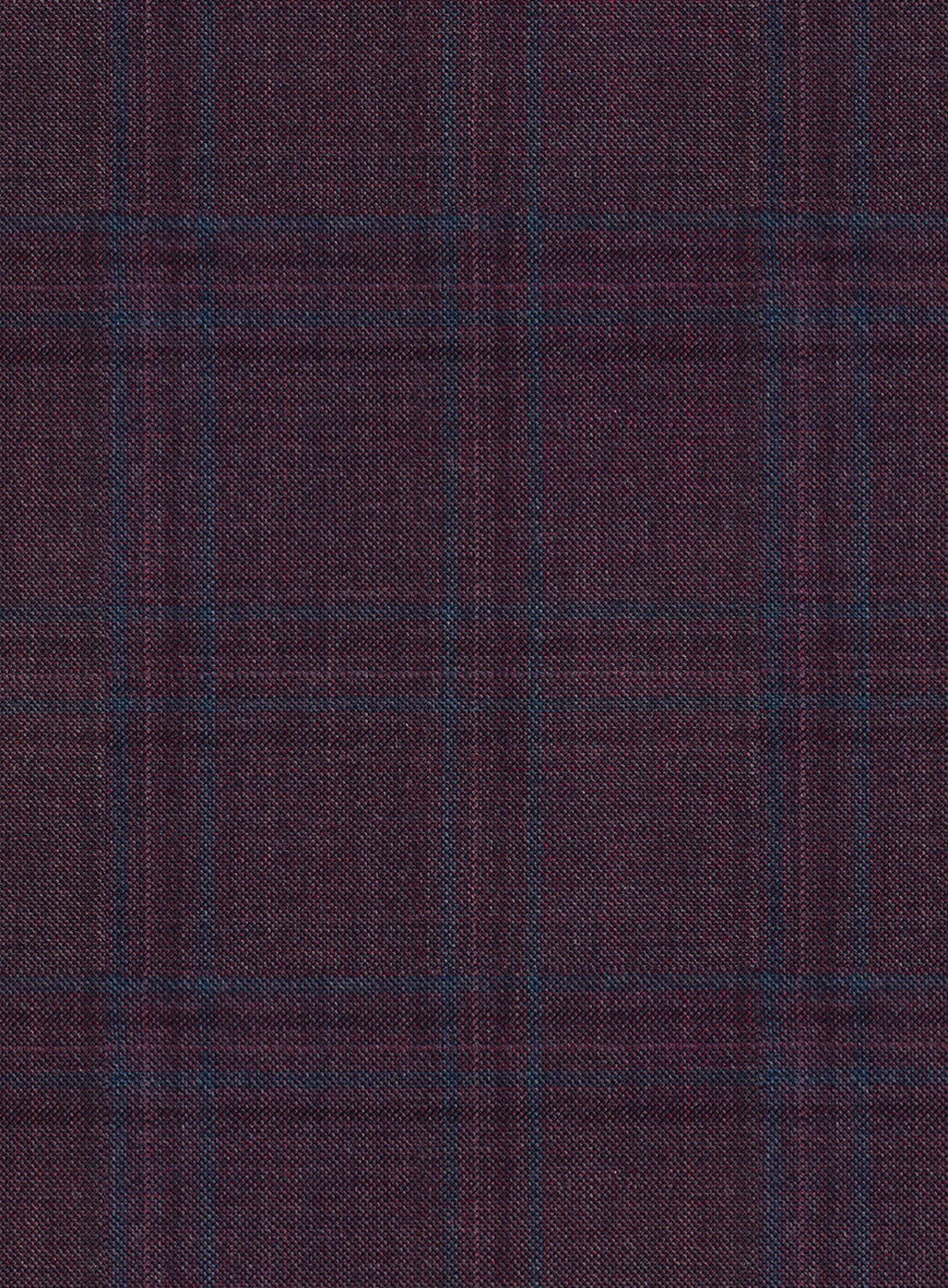 Reda Dark Wine Checks Wool Pants - Image 3