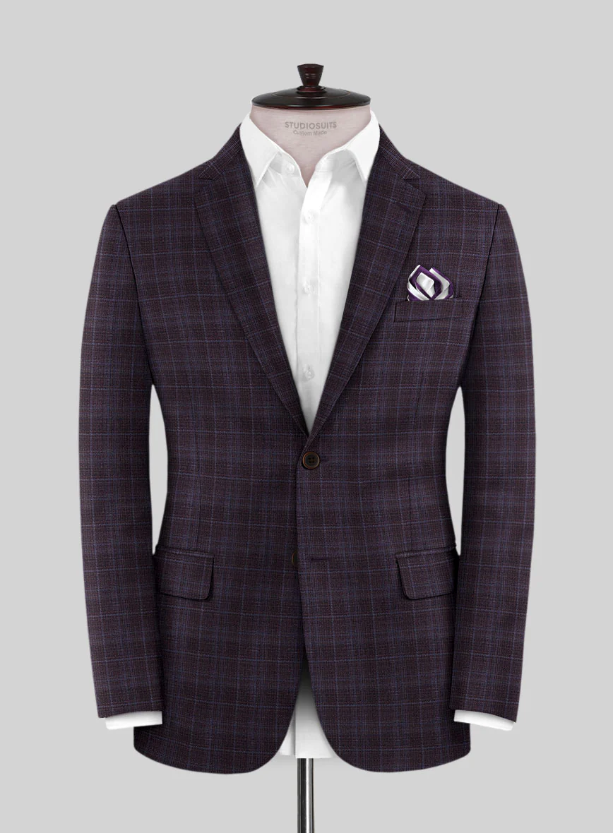 Reda Delgue Purple Checks Wool Jacket