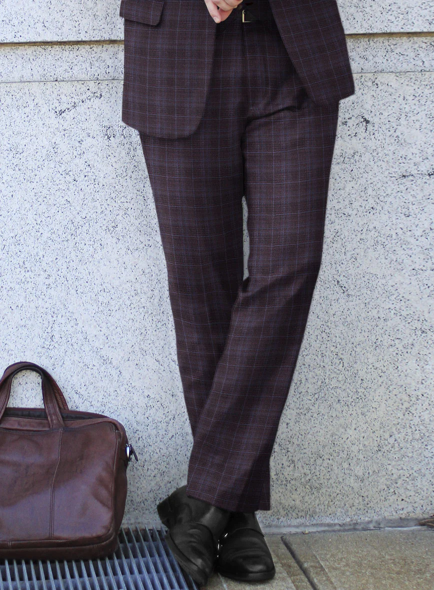 Reda Delgue Purple Checks Wool Pants - Image 2