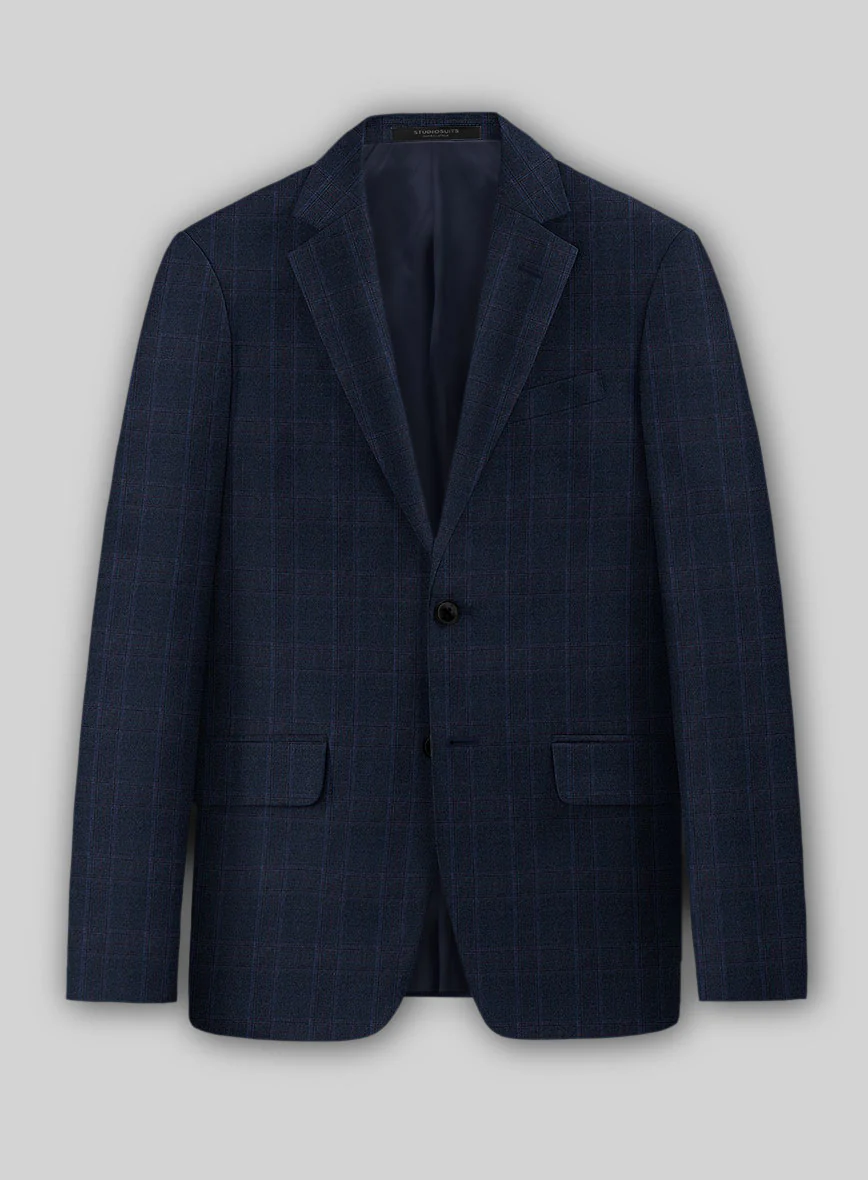 Reda Elian Blue Checks Wool Jacket