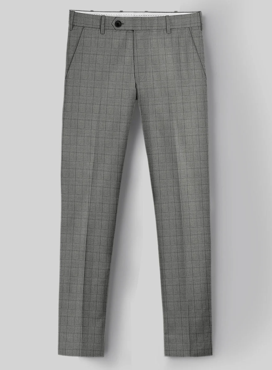 Reda Erlon Gray Checks Wool Pants