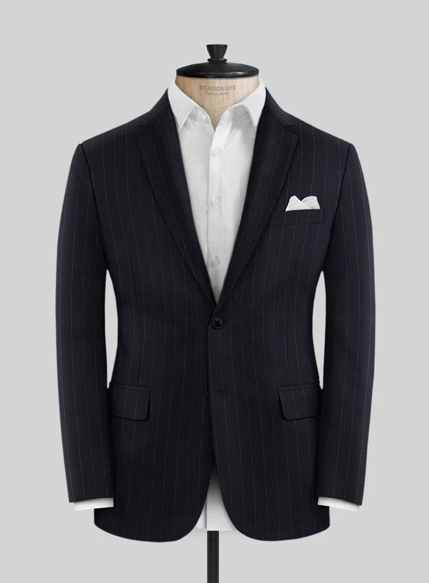 Reda Flexo Dark Blue Stripe Wool Jacket