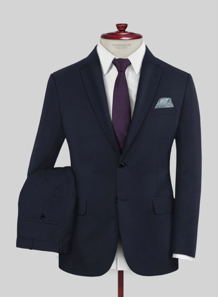 Reda Flexo Dark Midnight Blue Wool Suit