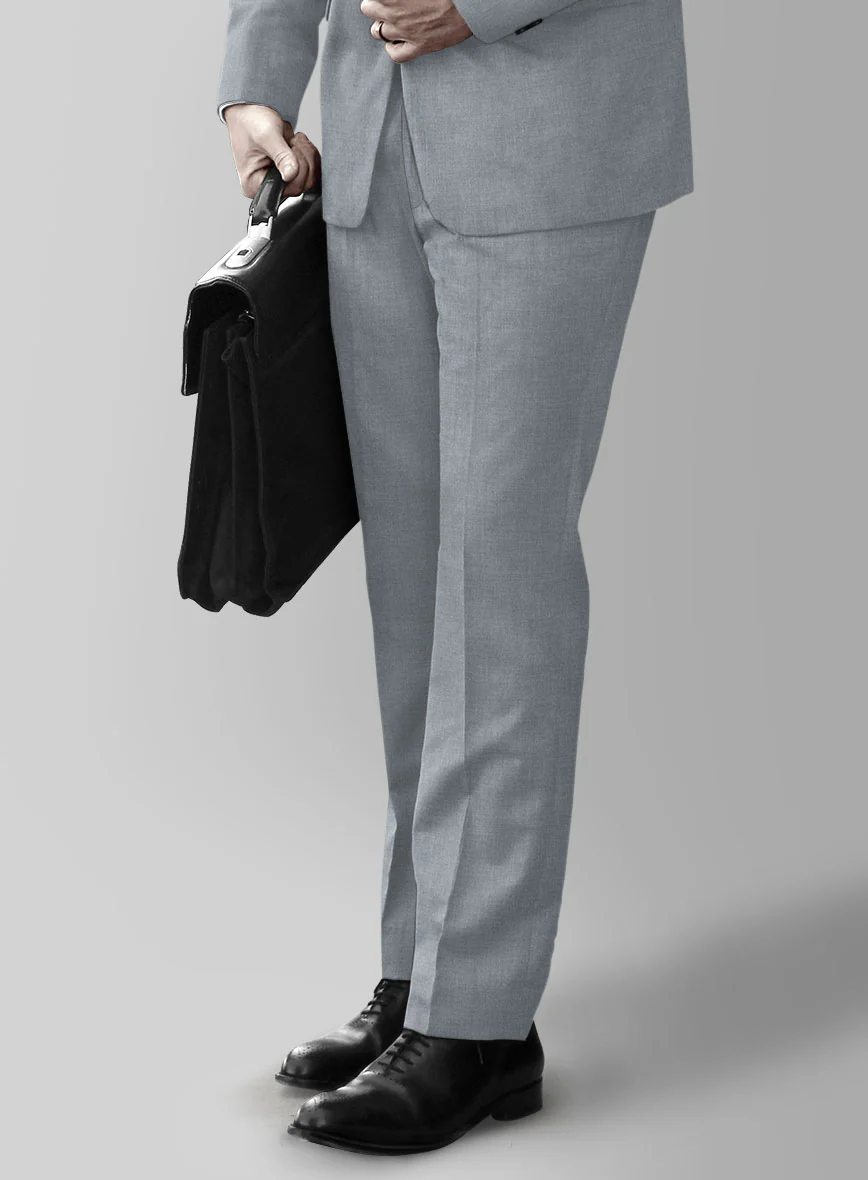 Reda Flexo Light Blue Gray Wool Pants - Image 2